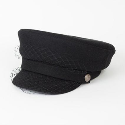 Captain Hat with Veil (Black)